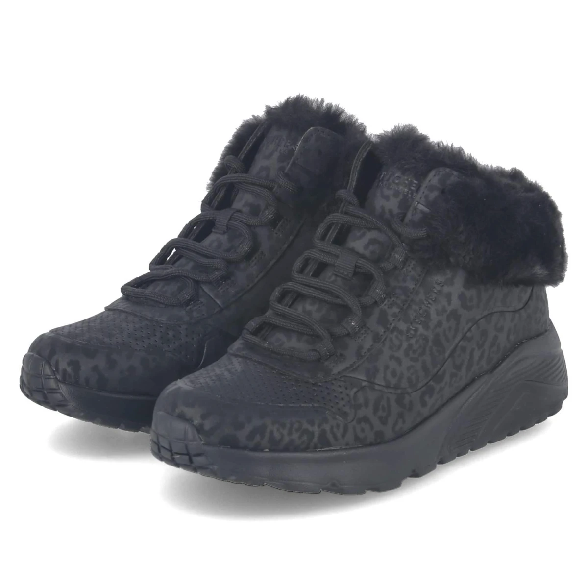 Skechers Boots UNO LITE COZY LEOPARD - Gr. 27 - Schwarz - Synthetik