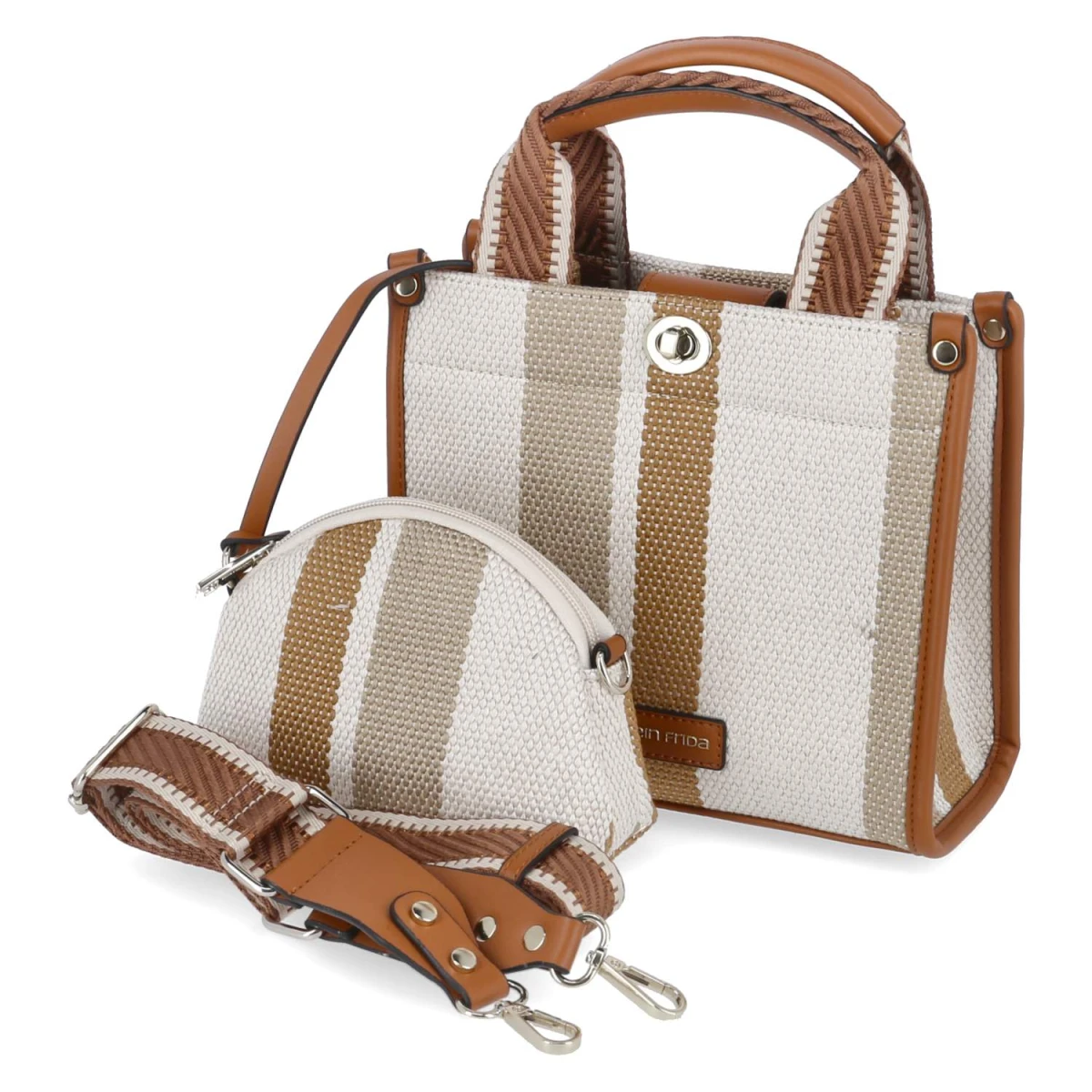 Fräulein Frida Mini Tote Set - Gr. - Beige - Textil & Synthetik
