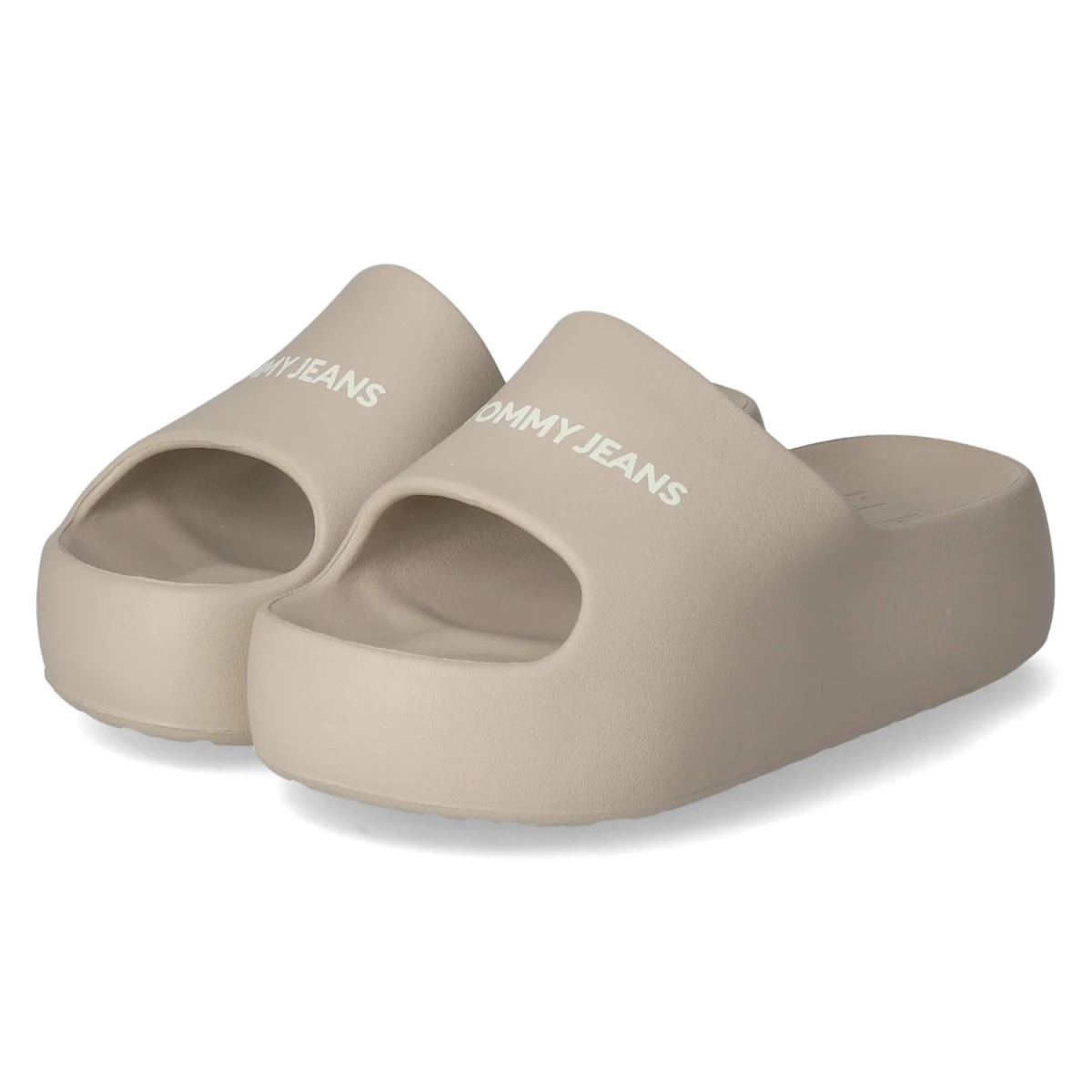 Tommy Jeans Pantoletten - Gr. 39/40 - Taupe - Synthetik