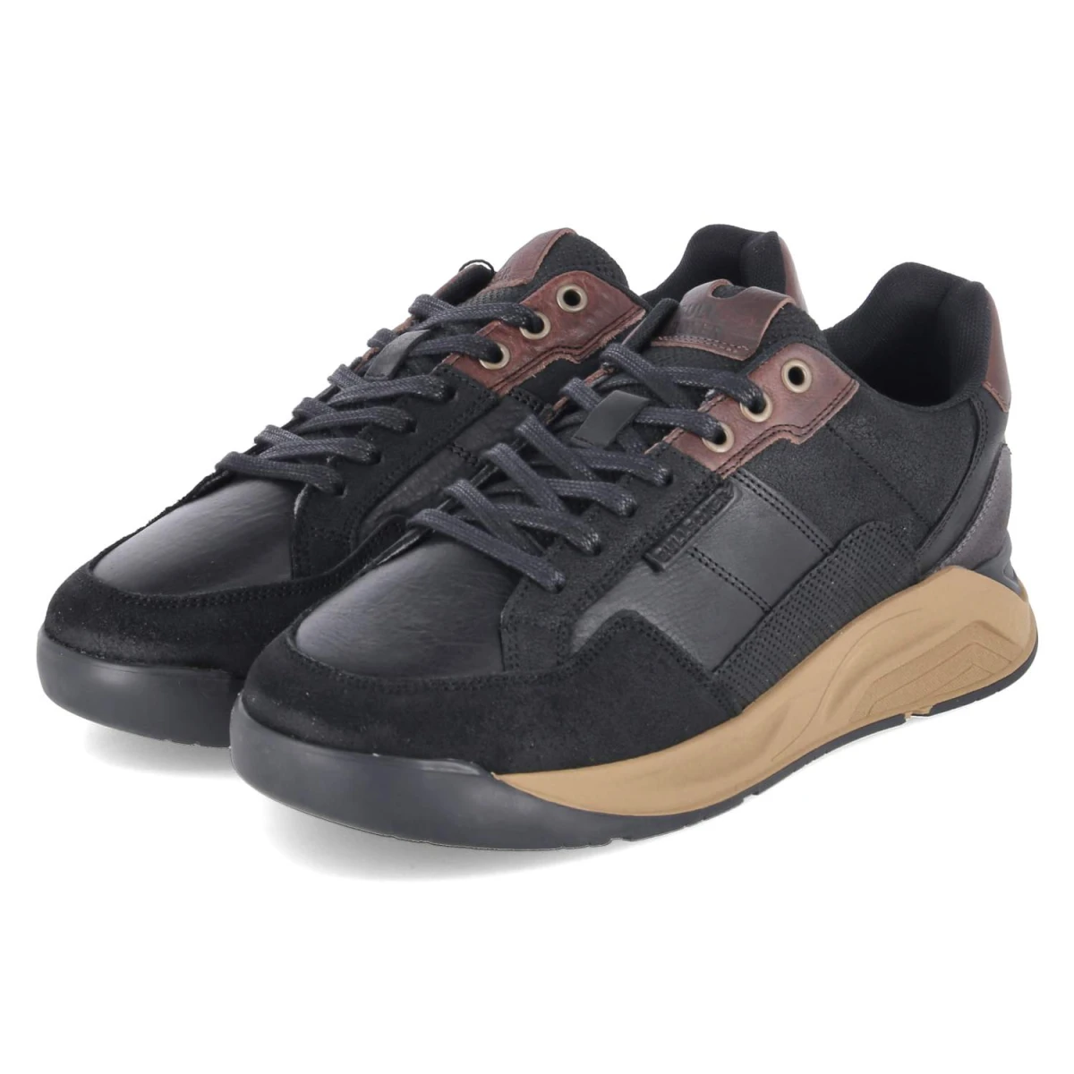 Bullboxer Low Sneaker - Gr. 42 - Schwarz - Leder & Textil