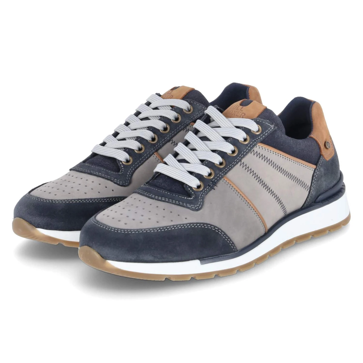 Bullboxer Low Sneaker - Gr. 42 - Blau - Leder & Textil