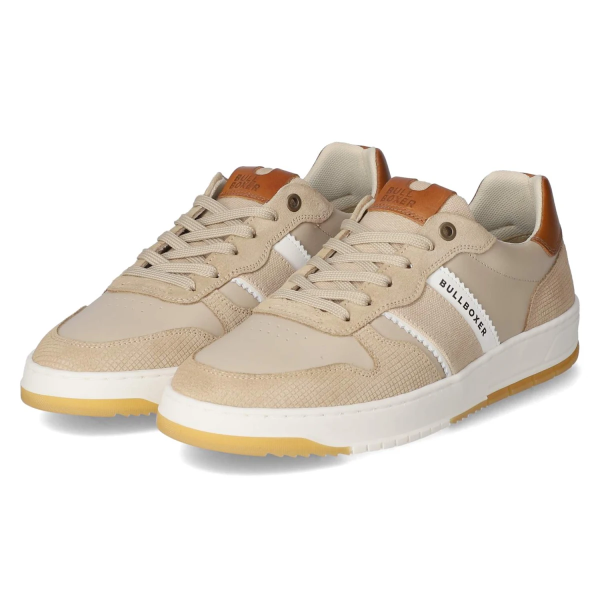 Bullboxer Low Sneaker - Gr. 43 - Beige - Glattleder