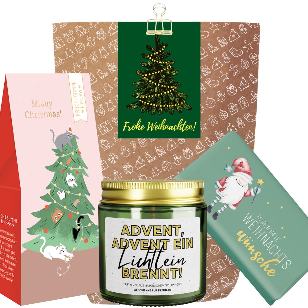 Geschenktüte Weihnachten „Frohe Weihnachten“ – Kleine Aufmerksamkeit (Lichterkette – Set 2)
