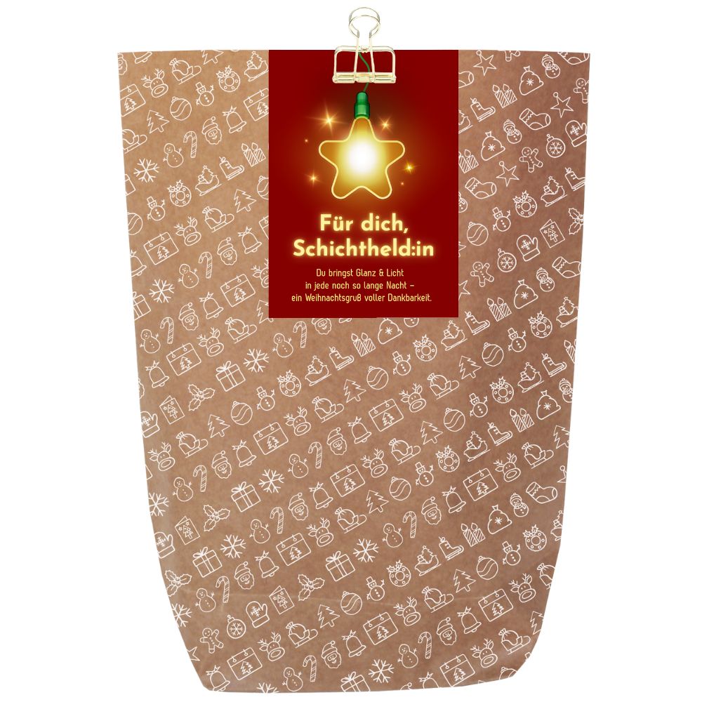 Geschenktüte für Mitarbeiter Weihnachtsgeschenke „Schichtheld:in“ - zum Befüllen