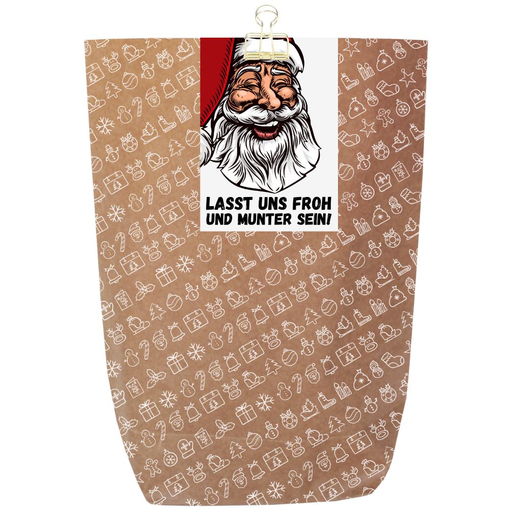 Lustige Geschenkverpackung für Weihnachtsgeschenke – „Froh und munter sein!“ – zum Befüllen