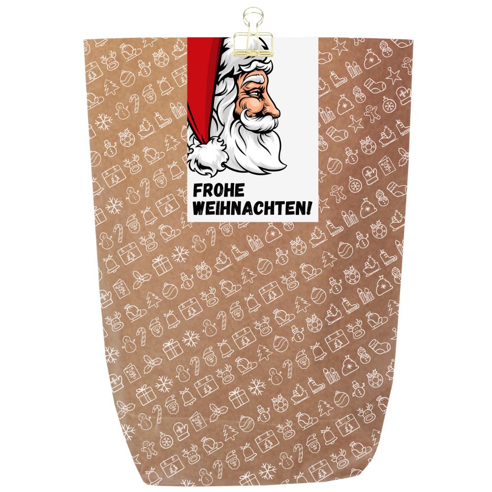 Geschenkverpackung für Weihnachtsgeschenke „Frohe Weihnachten“ (Motiv Weihnachtsmann)