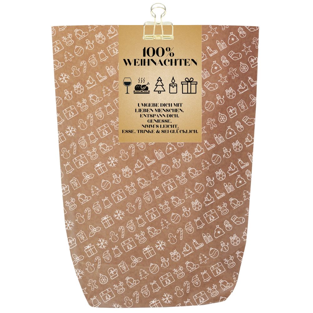 Geschenktüte „100% Weihnachten“ – Schöne Geschenkverpackung für Weihnachtsgeschenke