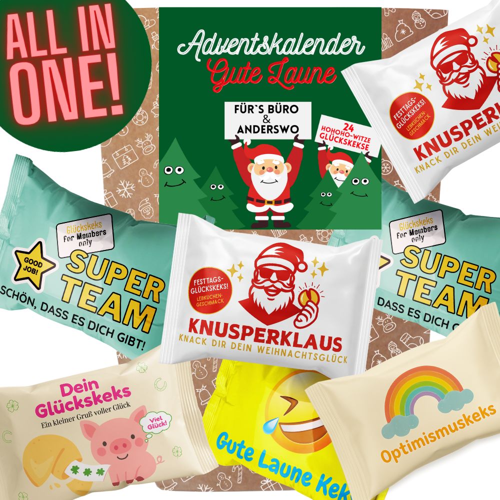 Glückskekse Adventskalender für Mitarbeiter „Fürs Büro und Anderswo“
