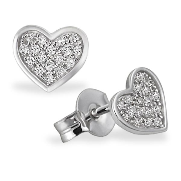 Ohrstecker Pavee Herzen 585 Weißgold 34 Diamanten 0.14 ct. SI1/H