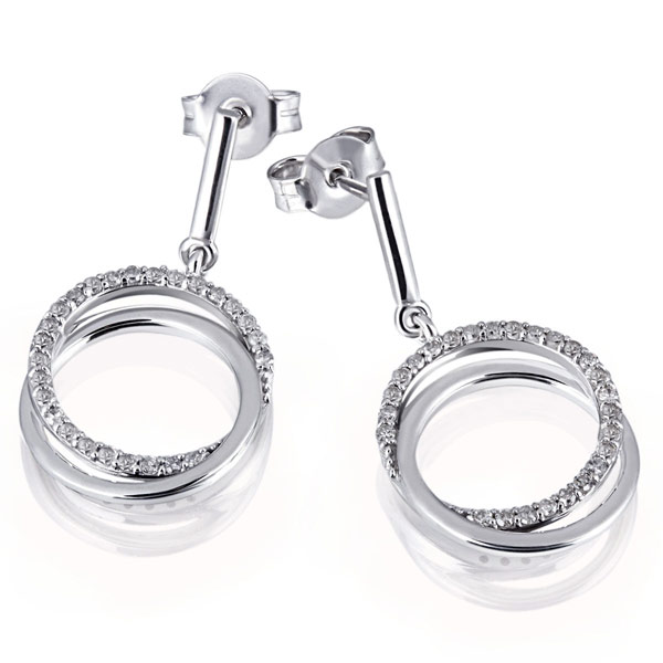 Paar Ohrhänger 585 Weißgold Ohrringe 52 Diamanten 0,34 ct.
