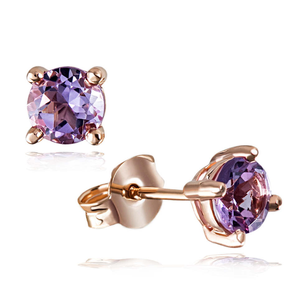 Paar Ohrstecker Summerfeeling 375 Rotgold 2 Amethyst Edelsteine zus. 1,40ct. lil...