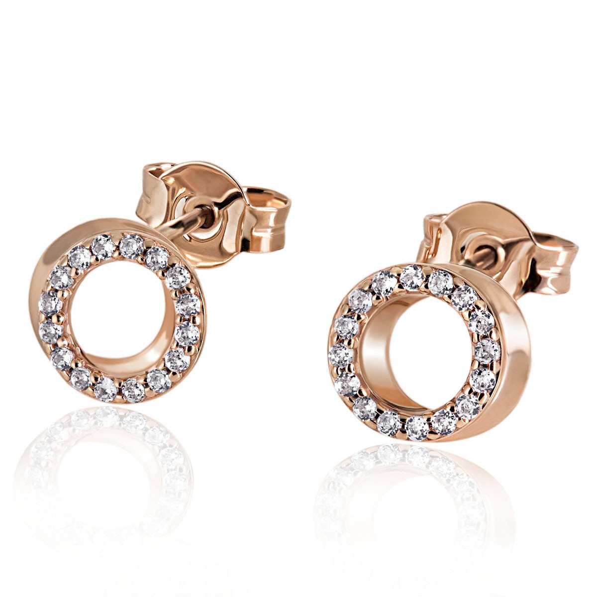 Paar Ohrstecker 585 Rotgold 32 Diamanten 0,22 ct.