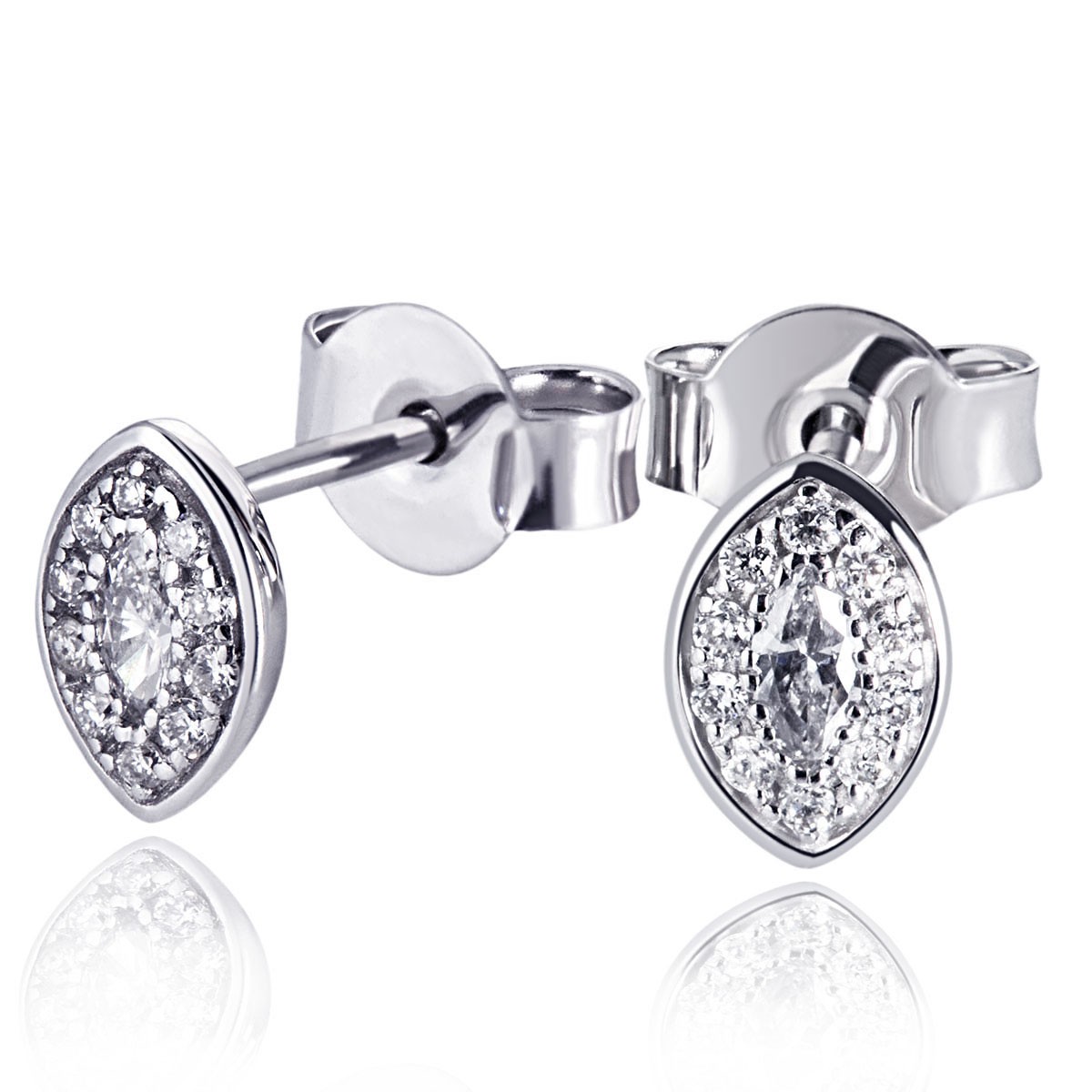 Paar Ohrstecker Glamour Eye 585 Weißgold 20 Brillanten zus. 0,10 ct. 2 Diamanten...