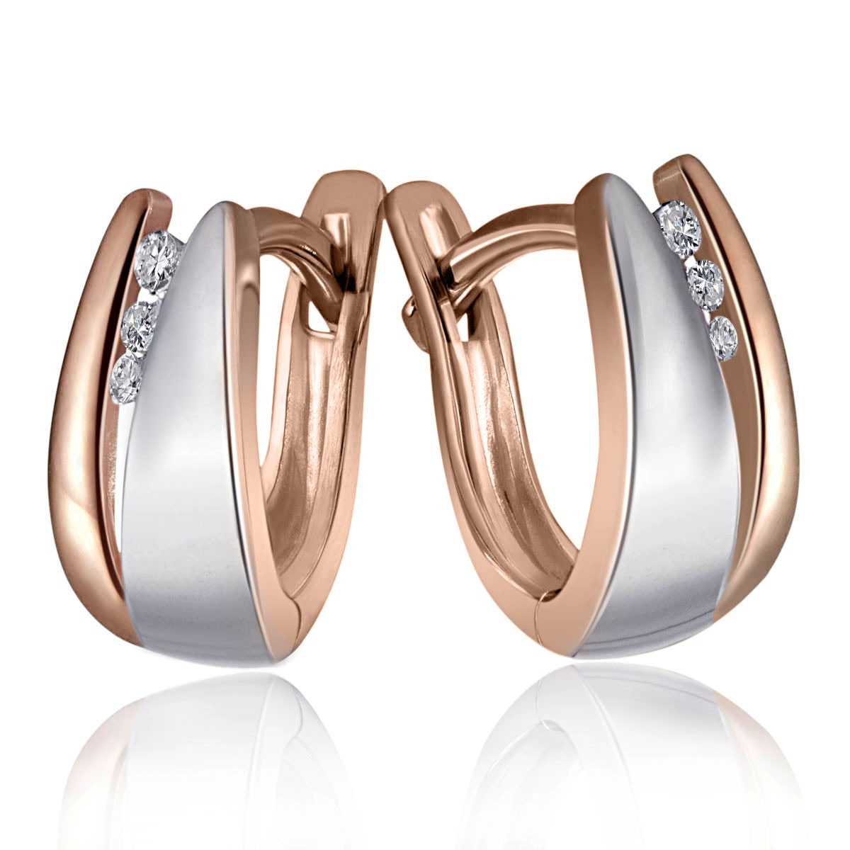 Paar Creolen White Diamonds 925 Sterlingsilber 6 Diamanten