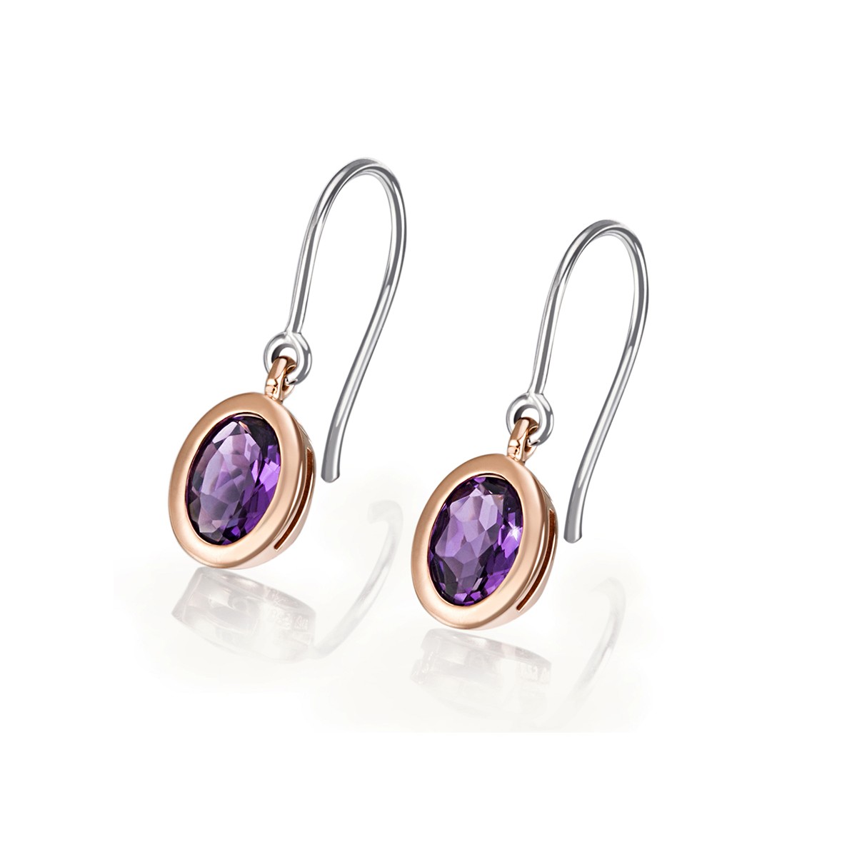 Paar Ohrhänger 925 Sterlingsilber rotvergoldet 2 Amethyst Edelsteine zus. 2,00 c...