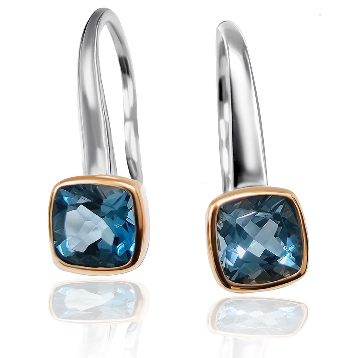 Ohrhänger Paar 925 Sterlingsilber 2 echte Londontopas Edelsteine zus. 2.24 ct. o...