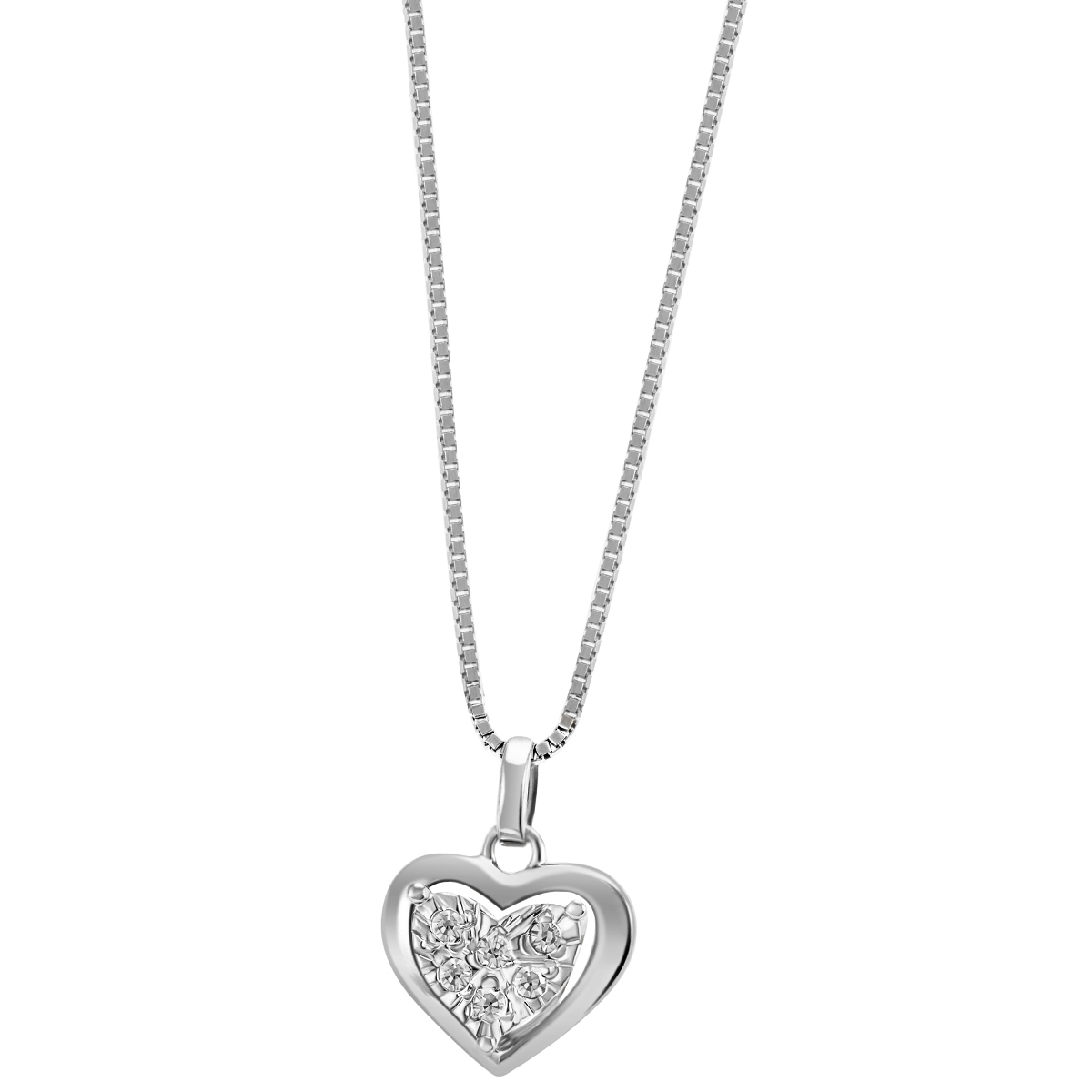 Damen Collier Herz 585 Weißgold 6 Diamanten zus. 0,05 ct.