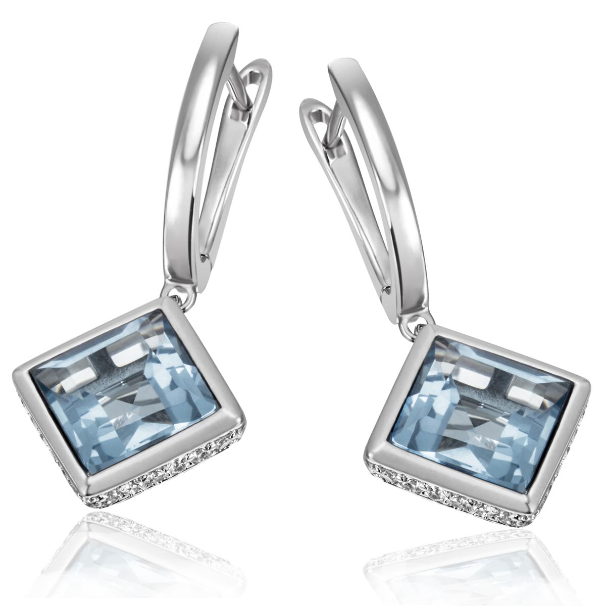 Ohrhänger Paar 925 Sterlingsilber 2 echte Topas Edelsteine 32 Zirkonia