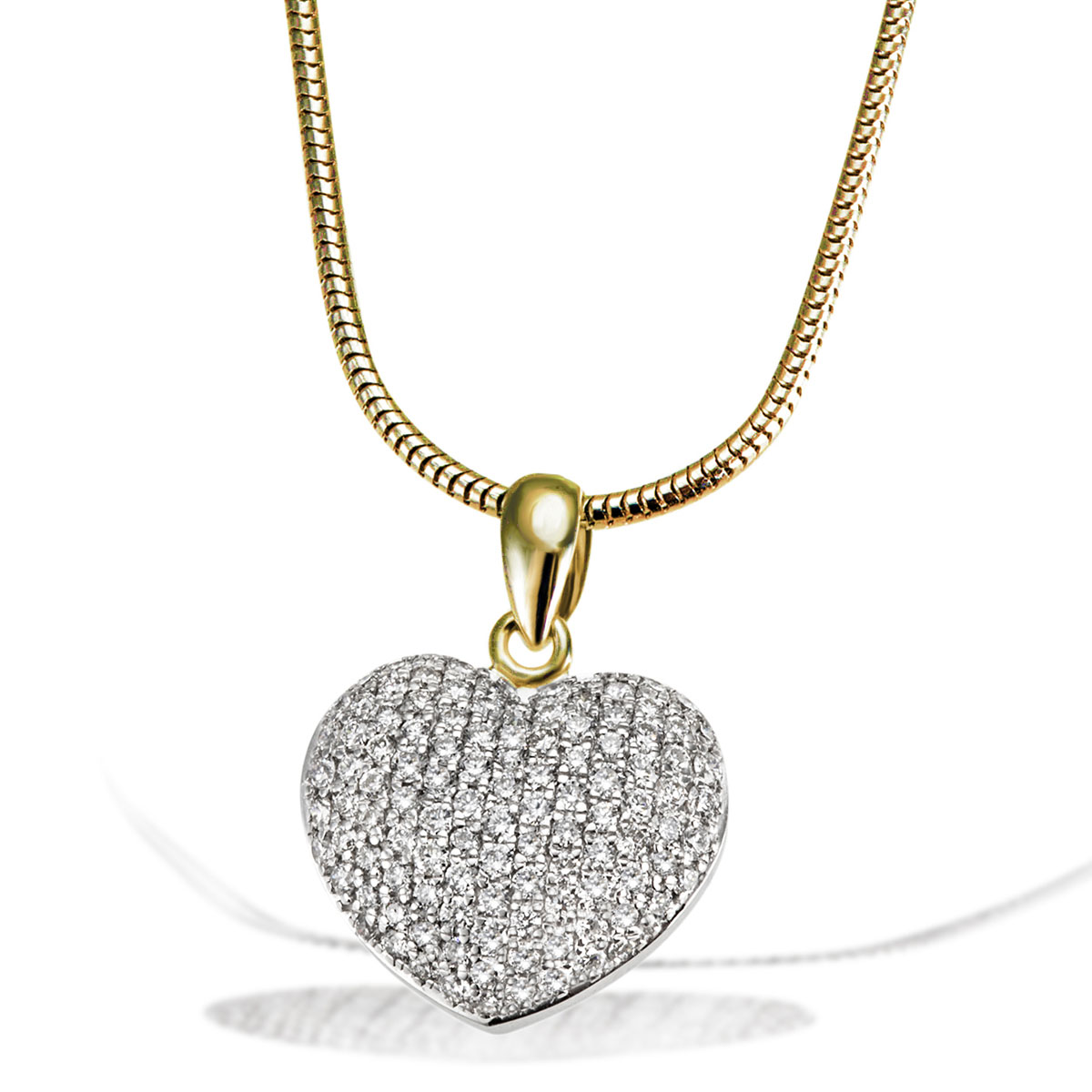 Collier Paveeherz 585 Gelbgold 112 Diamanten zus. 0,75 ct. SI1/weiss Herz