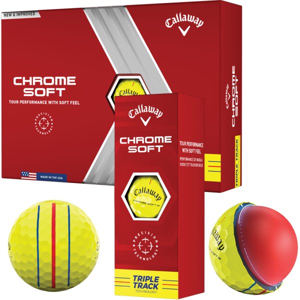 'Callaway Chrome Soft Triple Track Golfball 3er gelb'