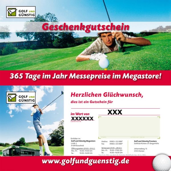 'Golf und Günstig Geschenkgutschein'
