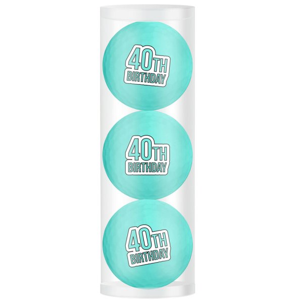 'Golfball Geschenkset '40th Birthday' 3er blau'