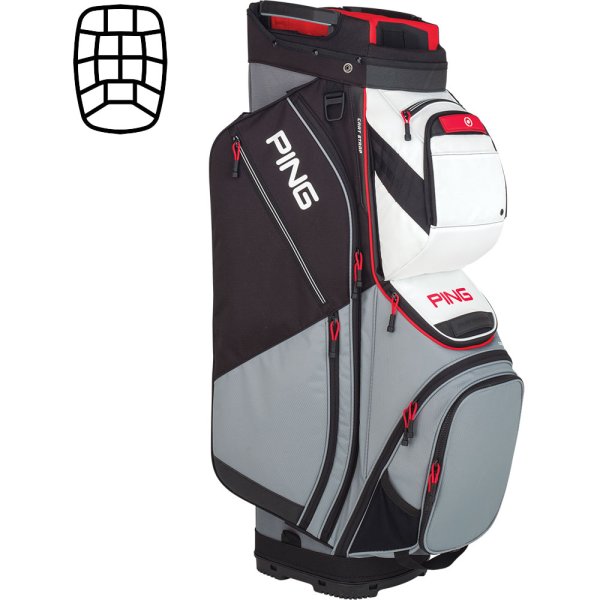 'Ping Pioneer Cartbag grau/schwarz/rot'