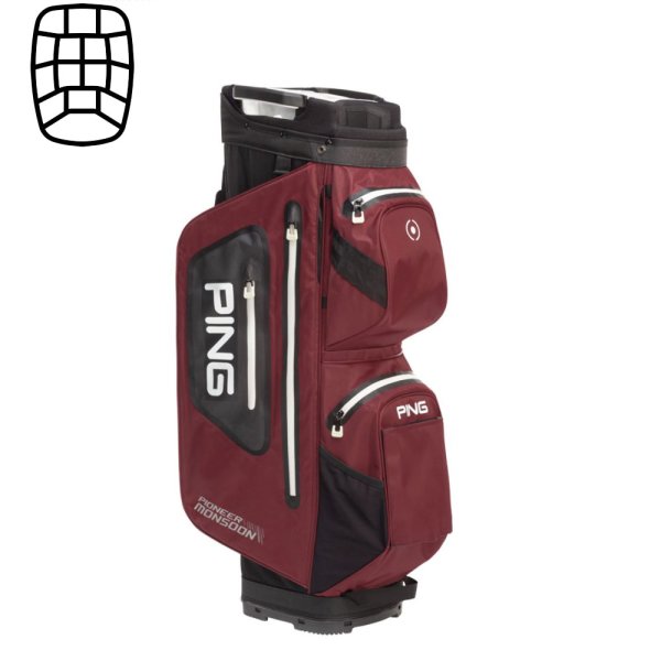 'Ping Pioneer Monsoon wasserdichtes Cartbag dunkelrot/schwarz'