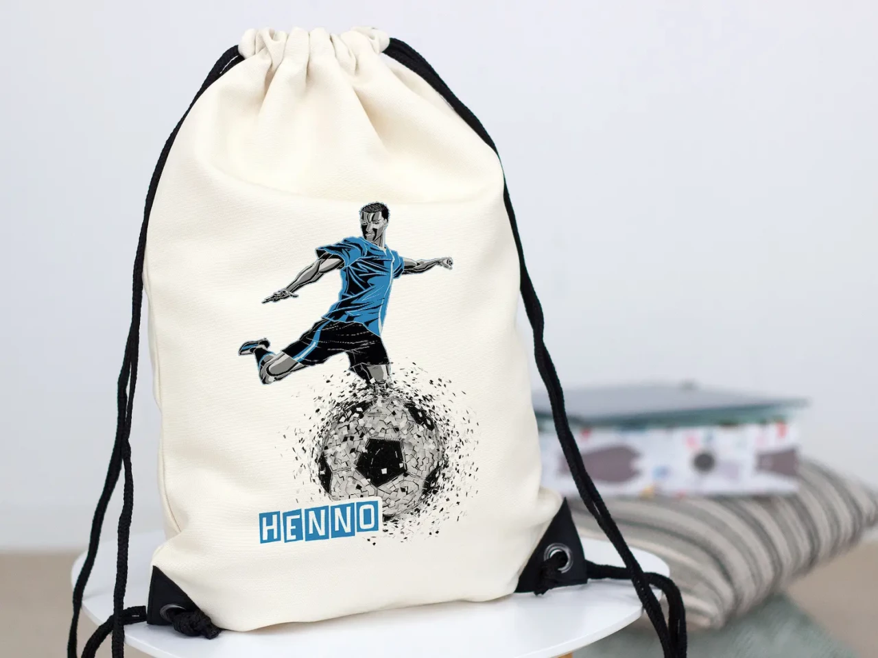 Turnbeutel Kinder personalisiert mit Namen - Fußball -...