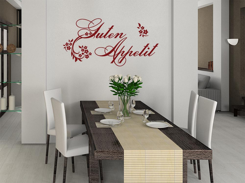 Wandtattoo Küche Guten Appetit mit Blumen