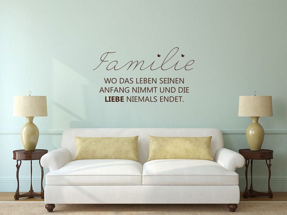 Wandtattoo Familie für Wohnzimmer Spruch Familie Liebe...