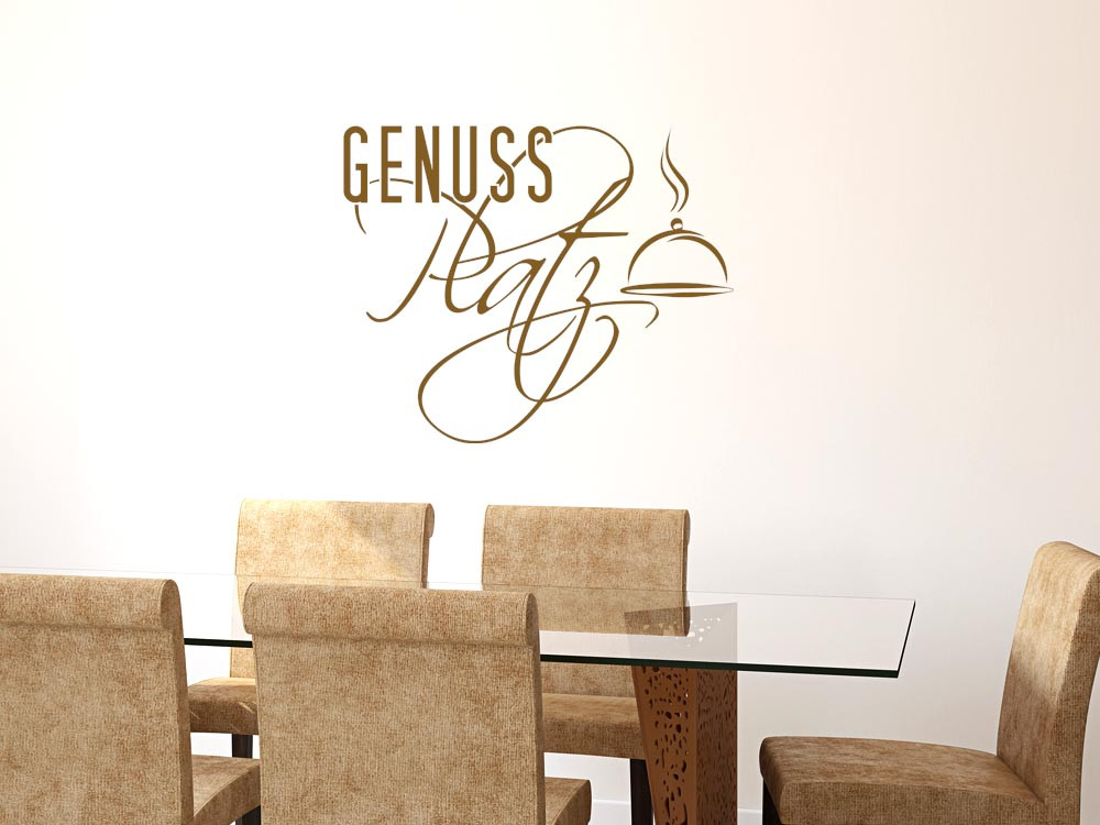 Wandtattoo für Küche Spruch Genuss Platz Servierglocke
