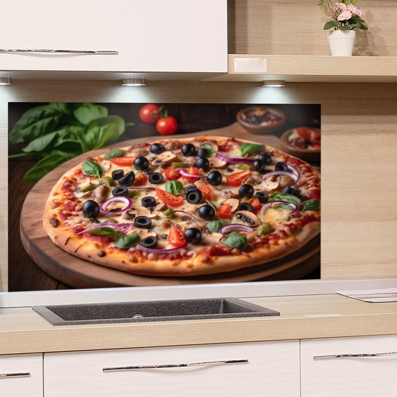 Spritzschutz aus Glas - Pizza