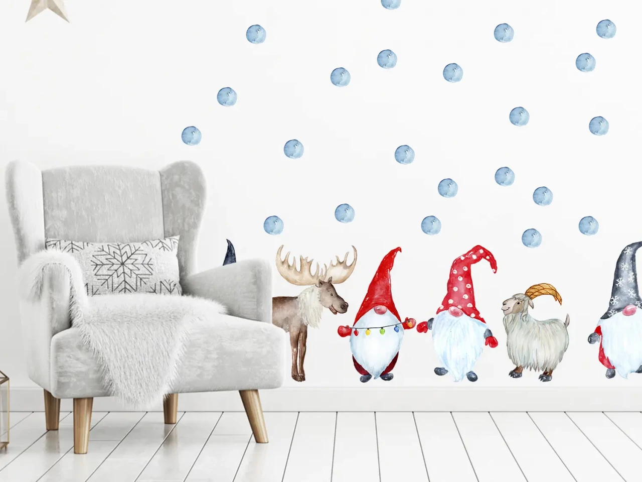 Wandtattoo Wichteln, Set mit Tannenbaum