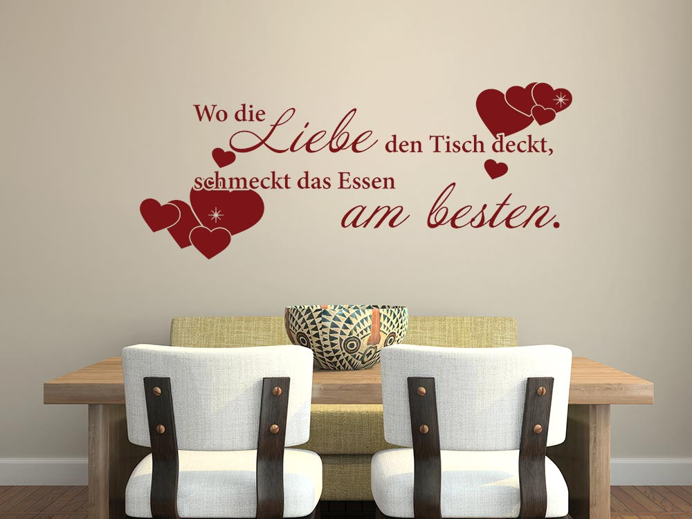 Wandtattoo Liebe mit verschiedenen Größen von Herzen