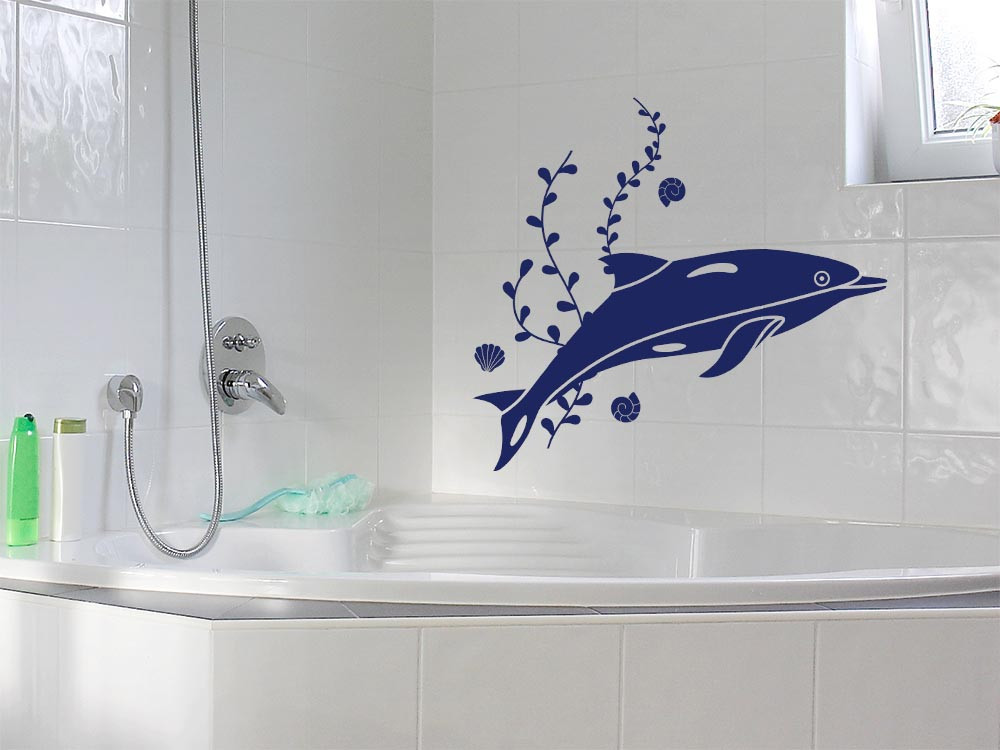 Wandtattoo springender Delfin mit Algen