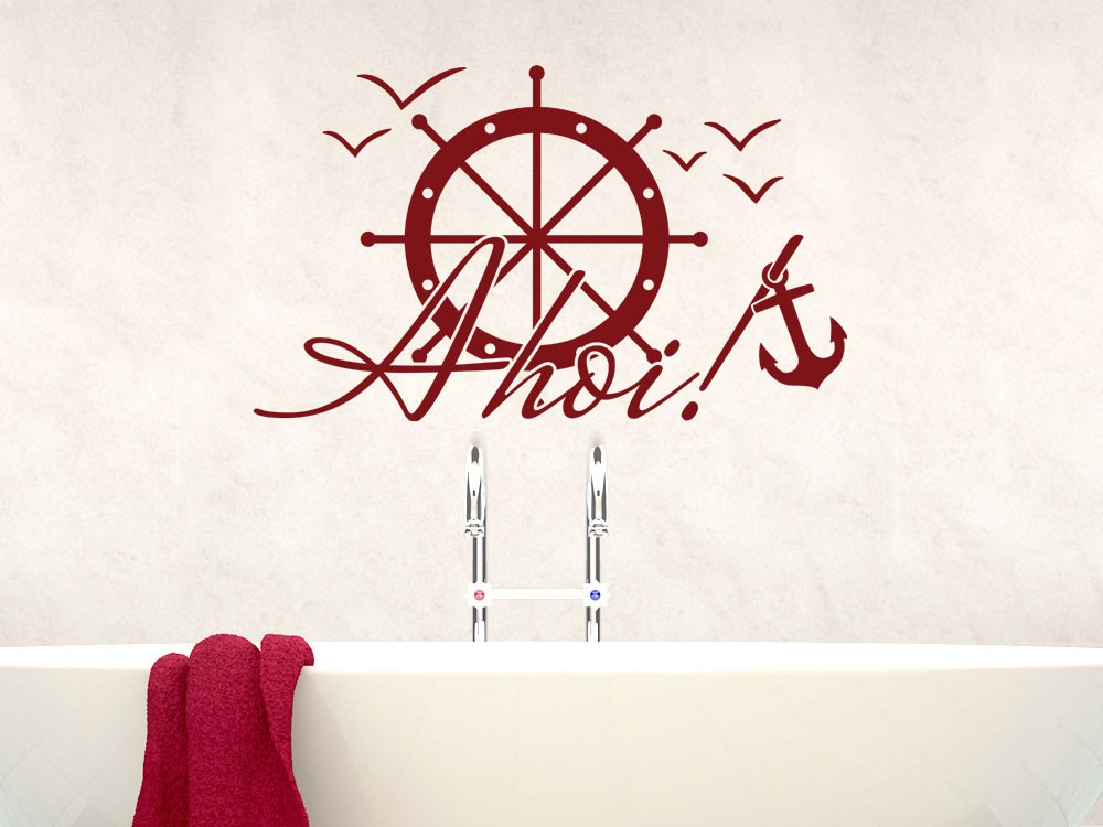 Wandtattoo für Bad Schriftzug Ahoi!