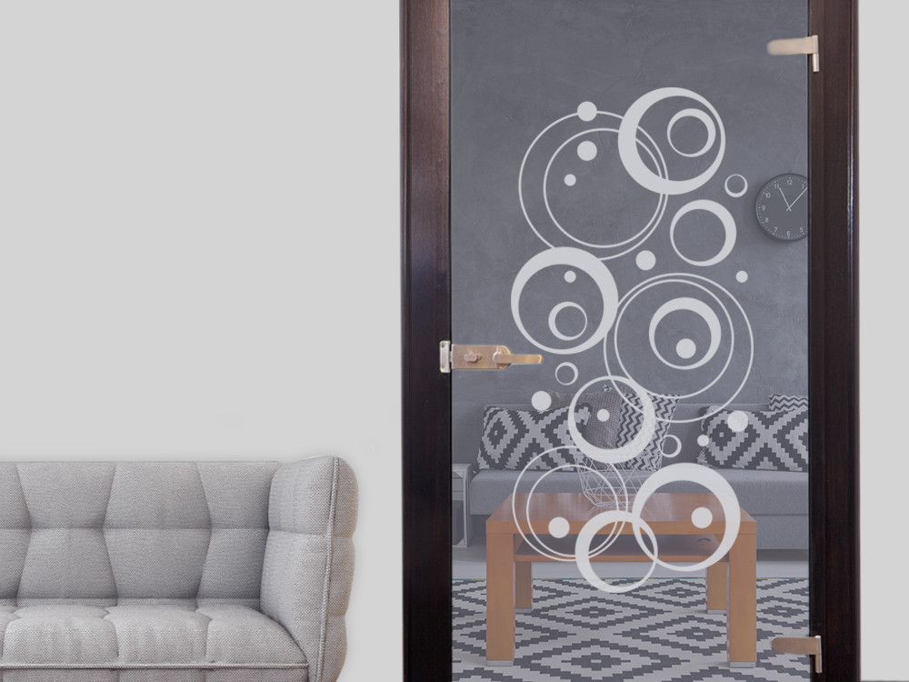 Glastattoo Wohnzimmer Retro Kreise Punkt