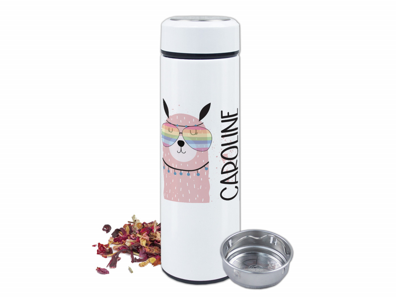 Teeflasche Lama - personalisiert mit Namen