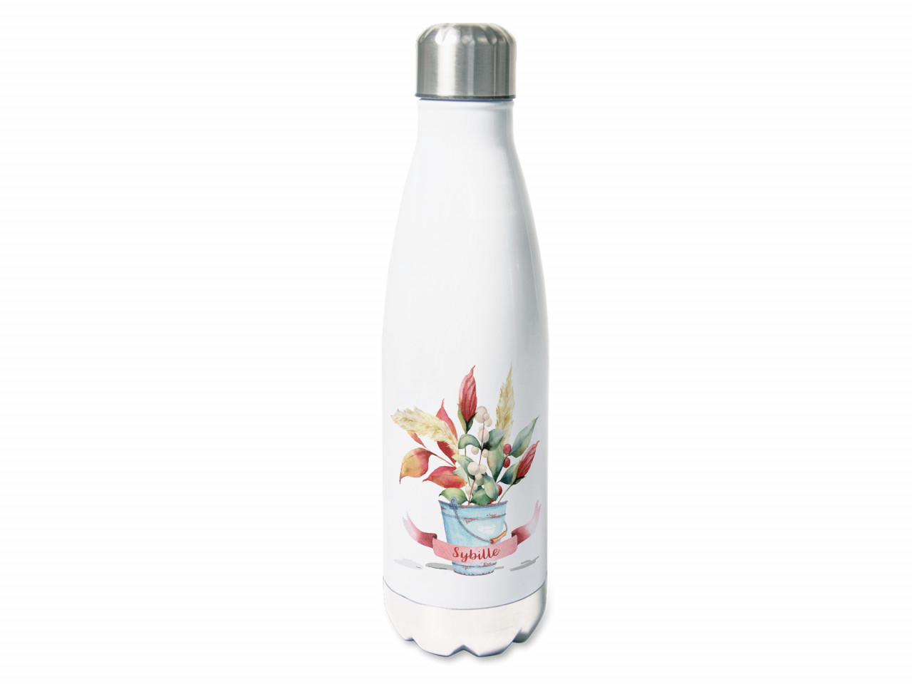 Thermosflasche mit Namen personalisiert und Blumenvase