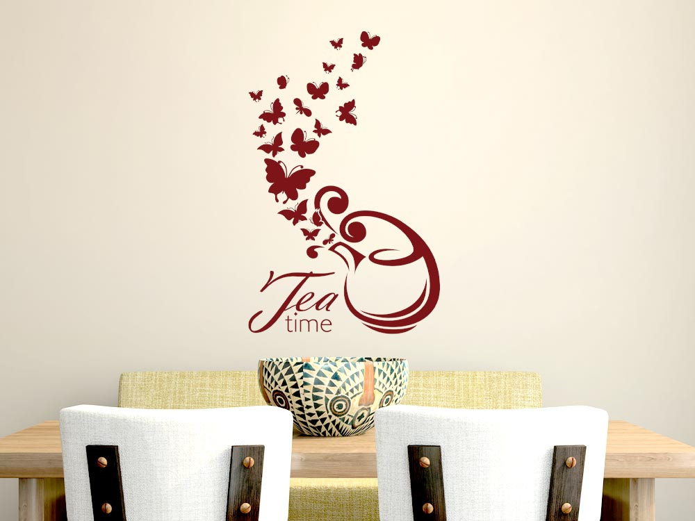 Wandtattoo Tea time mit Schmetterlingen