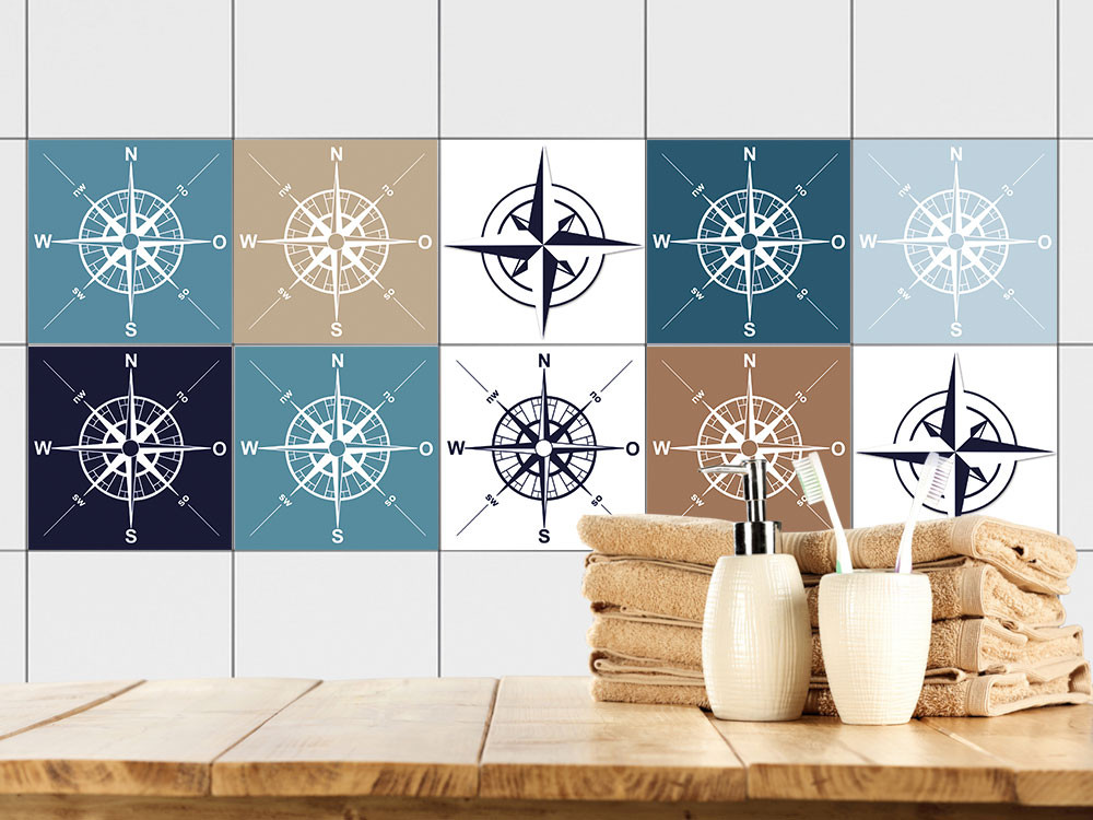 Fliesen zum Aufkleben Set Kompass Schifffahrt