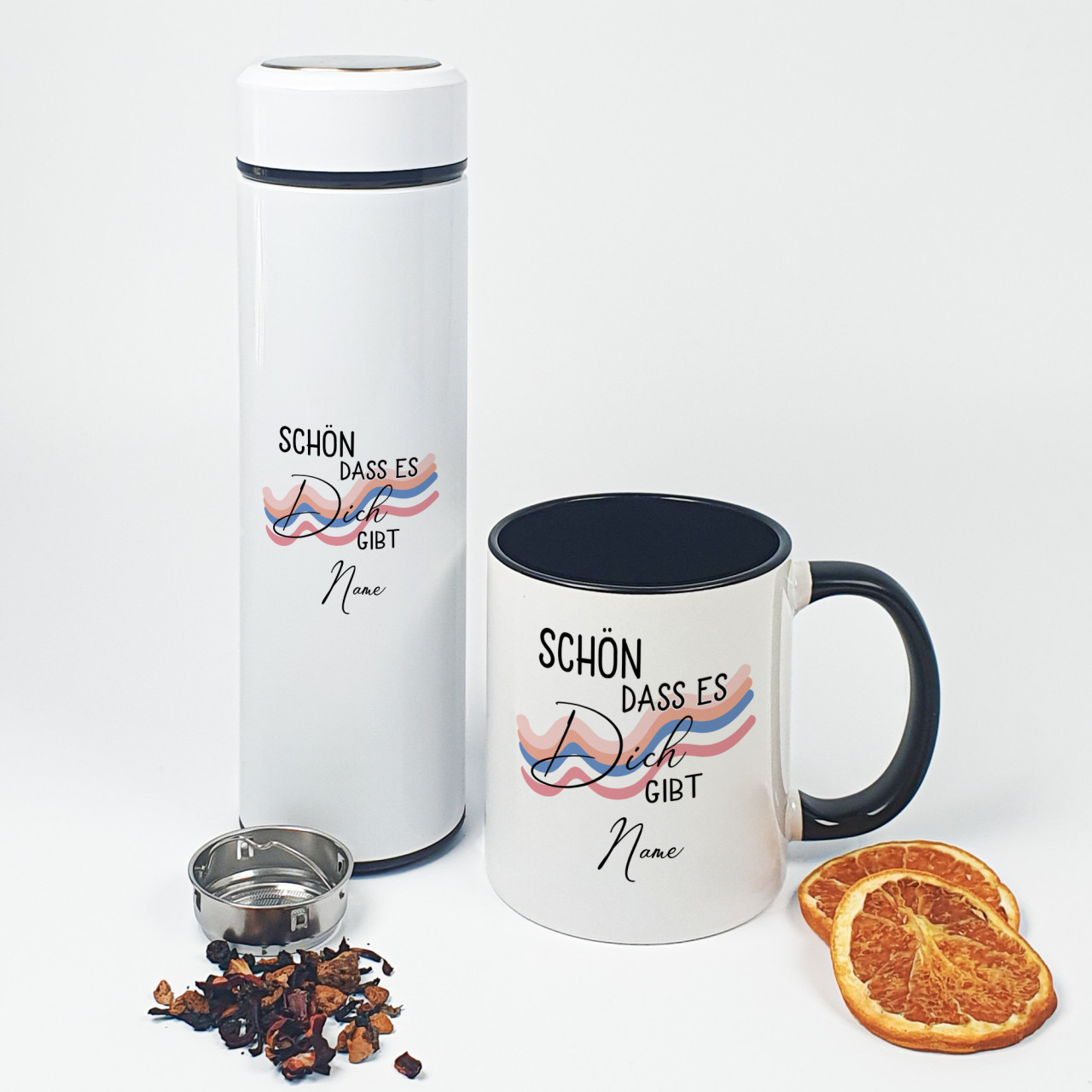 Tee Geschenkset 'Schön, dass es Dich gibt' mit Name