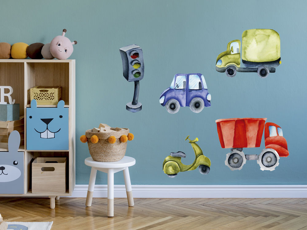 Wandtattoo 4 Autos Set für Kinderzimmer