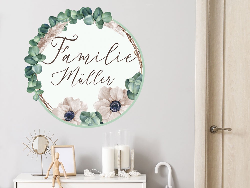 Wandtattoo Familie, personalisiert mit Namen