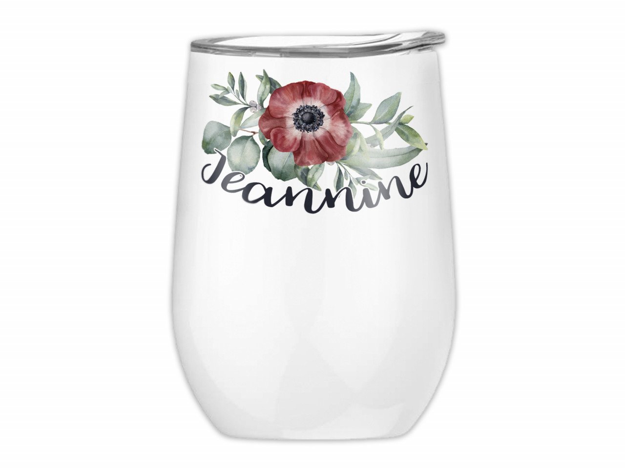 Weinbecher, Mohnblume und Name, personalisiert, Tumbler,...