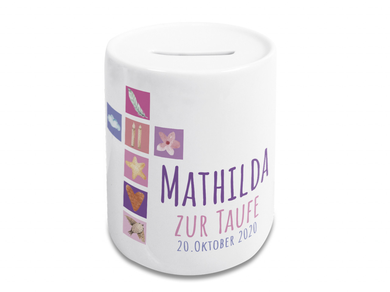 Spardose Taufe Mädchen Personalisiert, Süßes Kreuz
