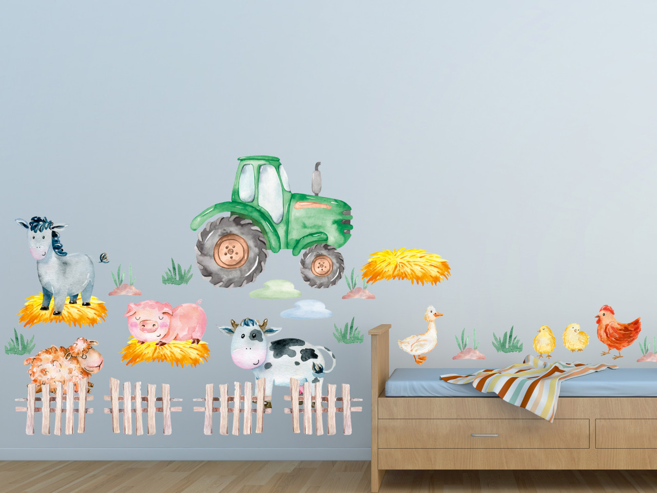 Wandtattoo Bauernhof Kinderzimmer Traktor und...
