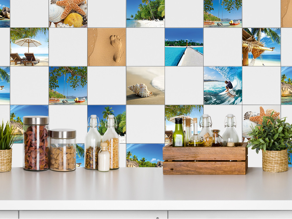 Fliesenaufkleber Set Bad Urlaubsbilder