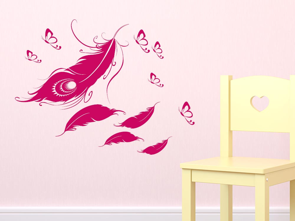 Wandtattoo Set für Mädchenzimmer Federn